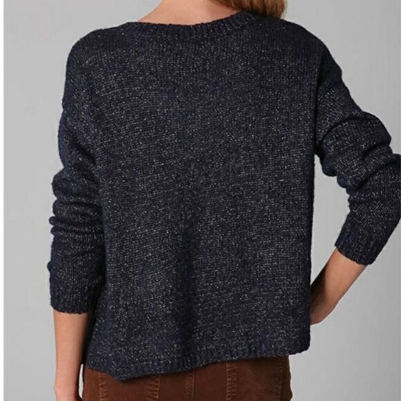 Joie S Indigo Blue Silver Metallic Knit Alpaca Blend Pullover Sweater - Picture 2 of 14